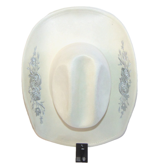 Illuma Womens Western Cowboy Hat Ivory White Silver Floral Embroidery OS NWT main image 9